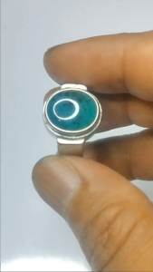 cincin batu Bacan Doko majiko asli dim 12×10×4 ring titanium silver size 7&8