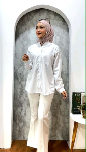 KEMEJA LENGAN PANJANG WANITA  WARNA HITAM - BASIC KEMEJA CEWEK TERBARU BAHAN TOYOBO SIZE M L XL
