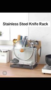 304 Stainless Steel Knife Rack Multi-Function Storage Rack Kitchen Knife Holder Storage Cutlery Utensil Organizer Cutting Board Pot Lid Holder