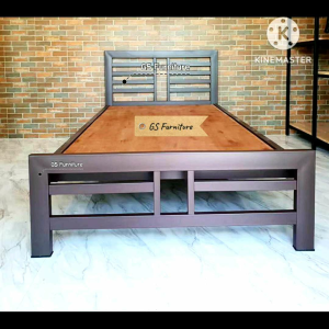 GS Furniture เตียงเหล็กกล่องรุ่นเหล็กหนา คาน 5 เส้น พื้นไม้อัดเเท้เเข็งเเร็ง ลายหัวเตียงรุ่นใหม่(สอบถามค่าขนส่งก่อนสั่งสินค้า