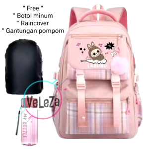 Tas Ransel Anak Perempuan Labubu: Tas Sekolah Anak Free Botol Minum & Raincover
