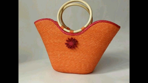 Davee | Handmade straw bag orange colour straw bag beach bag womens top-handle bag