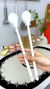 ReadyStockMalaysia #无死角长柄硅胶杯刷 Foldable Brush Head Silicone Cup Brush Household Long Handle Bottle Brush 3in1 Cup Crevice