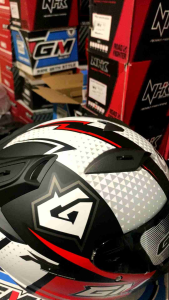 Helm GM Race Pro FLASH Hitam Merah Silver Dof Visor Dark Smoke