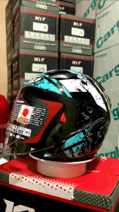 Helm KYT Galaxy Flat R seri 5 Aqua Blue flat visor / doble visor