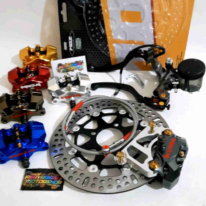 PAKETAN DEPAN 1 SET - HANDLE MASTER REM BRCMBO RCS 18 IZUMI ASSY 1 TABUNG BIGSMOKE + KALIPER BRCMBO 2P + BREKET 2P 260MM + BAUT GOLD + SELANG REM 95CM + PIRINGAN CAKRAM MODEL KTC 260MM PNP MATIC HONDA VARIO 110 OLD/ VARIO 125 150 OLD/ BEAT/ SCOOPY/ GENIO