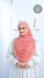 Hijab Drapery Instan Terpisan Bahan Ceruty Babydoll Kerudung Pernikahan Malayasia