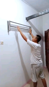 jemuran lipat dinding tempel jemuran baju stainless steel jemuran pakaian 3 palang 5palang panjang 1m 1.2m 15 m