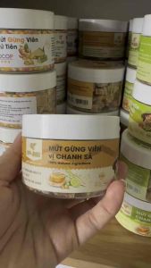Mứt Gừng Viên Chanh Sả QNA Farm Ít Ngọt Đường Mía Hữu Cơ Không Chất Bảo Quản 95gr
