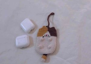 Túi AirPod túi đựng thẻ mini con mèo bằng len cao cấp