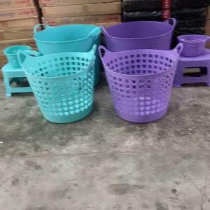 Uniglobal 5 in 1 Laundry Set Home Essentials Laundry bundle/Laundry Basket/Bucket/Dipper/Stool