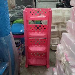 UniGlobal Multipurpose High Quality Easy To Assemble Easy To Move Space Saver 2/3/4 Layer Stackable Rack Toy Organizer Vegetabale And Snack Rack With Wheels