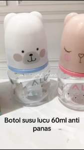 Botol bayi 60ml motif lucu bahan pp bisa direbus dengan dot bulat