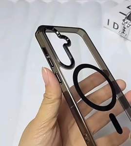 Plating List Magsafe Case For Samsung Galaxy S24 Ultra 5G 2024 Frosted Matte Airbag Soft Hard Case With Magsafe Original Samsung S24 Ultra