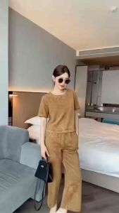 Set Bộ Nữ Denim Wash Vintage Cao Cấp - Đồ Bộ Nữ Áo Suông Quần Ống Rộng Lưng Thun Tôn Dáng Chất Denim Cotton Mềm Mịn
