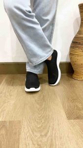BREVINNI Zuno Women Slip On Sneakers || Sepatu Slip On Wanita || Sepatu Slip On Full Black Wanita || Sneakers Rajut Full Hitam ||