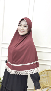 KHIMAR JERSEY INSTAN RENDA LIS XL Hijab / Jilbab / Bergo / Kerudung / Khimar Instan Jersey Renda / Model Bergo Renda Lis Renda Terbaru TermurahTerjangkau dan Terlaris Kerudung Wanita/ Muslimah Hijab Jumbo / XL. Bisa COD