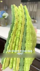 Set 4 khăn lau bếp microfiber loại dày gân sóng thêu hình trái cây siêu thấm hút