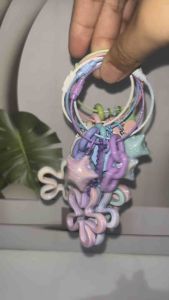 Lulala Star Love Flower Ring Keychain Gantungan Kunci Bunga Lingkaran Flower Chic Colorful Chain Rounc Keyring Ganci Charm Bag Tas Handmade Fashion