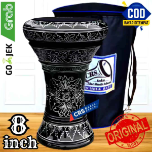 Gendang Atau Darbuka Kayu 8 inch Hitam Silver Power Beat Hitam Import Made In Taiwan