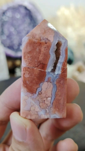 Natural Madagascar Top Grade Pink Sakura Blossom Agate Crystal Point PSP01 #Crystal Point