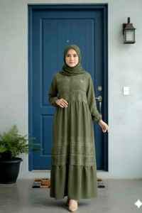 vinara dress gamis crinkle variasi brokat malika/gamis model kekinian/gamis pesta lebaran