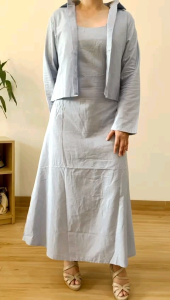 ●ECLAIRE● 063 Dress Maksi Maxi 2in1 (Dress dan Cardigan) Katun Rami Polos Basic Kasual Korea Casual Kerja 1108