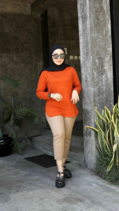 Kaos Oval & Kaos Atasan Wanita Lengan Panjang Dinarry Fashion