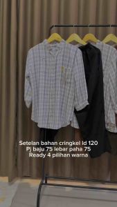 Setelan Crinkle Terbaru 2024 Jumbo Tebal Melar Adem BB 85 kg Motif Kombinasi Kotak