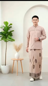 Paket Sarko Sarung dan Baju Koko Muslim Pria Lengan Panjang Motif Bordir Jasuke by RQY store