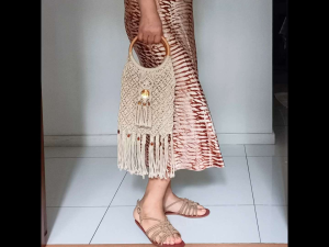 DaVee | Handmade Cotton Net Bag Tote Shopping Bag Foldable Mesh Net String Beach Bag