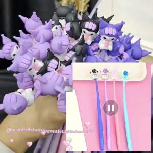 PULPEN ELASTIS KARAKTER KUROMI / PEN LENTUR VIRAL / PENA GOYANG 3D / SANRIO FLEXIBLE BALLPOINT / GKI6723