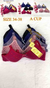 A Cup Cotton Non-Wired Pattern Love Full Cup Bra / Baju Dalam Wanita 34/75 ~ 38/85