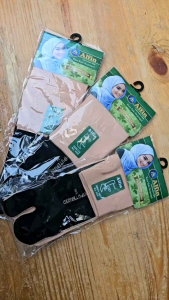 3 PCS Kaos Kaki Jempol Muslimah Cream Telapak Hitam 2 Jari Wanita Dewasa Remaja Bahan Lembut