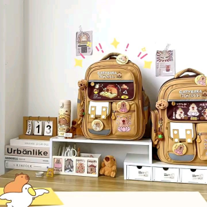 Balo đi học balo thời trang nữ in hoạt hình capipara mã 518