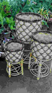 Native rattan planters # 2/buri set of 3