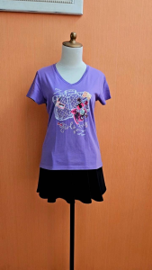 atasan kaos wanita ungu muda pastel BOSSINI cewek M lengan pendek santai