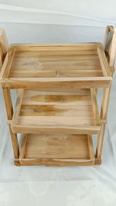 ชั้นวางแคตตัส3ชั้นพับได้ที่วางของไม้สักแท้ขนาด(สูง45ซมกว้าง30ซม)แข็งแรงทนทานน้ำหนักเบาเคลื่อนย้ายง่ายทนแดดทนฝนสินค้ามีพร้อมส่ง สินค้าพร้อมใช้งาน