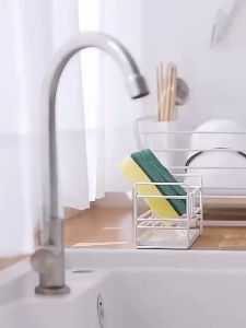 5pcs DISHWASH SPONGE Span pencuci pinggan sponge cleaning black pan with soap suds in kitchen sink.