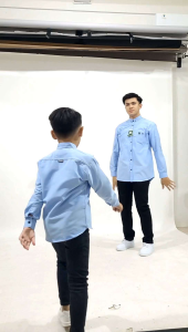 BIRU MUDA / SOFT BLUE KEMEJA POLOS COUPLE AYAH DAN ANAK LENGAN PANJANG KEMEJA PRIA DEWASA DAN ANAK