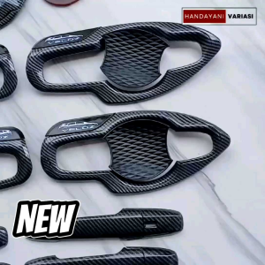 Paket Cover Handle Outer Pintu Tank Cover Karbon Toyota Veloz 2022 & 2024