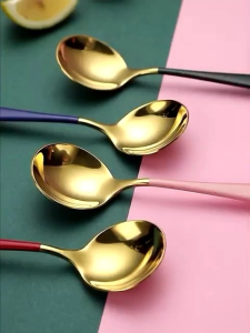 SENDOK MAKAN BULAT KOREA PREMIUM 304 SENDOK SUP SENDOK MAKAN STAINLESS / SOUP SPOON / SENDOK SOP SENDOK MAKAN GOLD