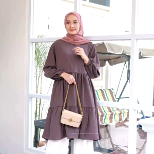 Tunik Marisa Terbaru Baju Wanita Murah Crinkle Simple Cantik Atasan Dewasa Polos Busui friendly