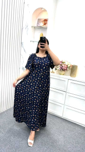 YURY LONG DRESS GAMIS MODERNDRESS MODERNDRESS KEKINIANDRESS RAYON PREMIUMHOME DRESS MOTIF BUNGA BY ANNISA COLECTION