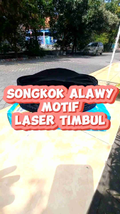 Songkok Peci Motif Laser Profil Hitam Merek Alawy Bahan Beludru Kopiah