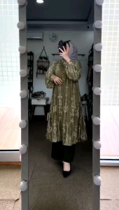 .. promo Baju Tunik Panjang Wanita Dewasa Muslim Terbaru Bhn Plisket Premium full furing Liora