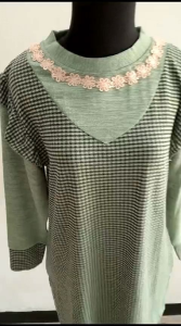 Tunik knit wanita rendah murah || atasan muslimag knit melar hijau coksu