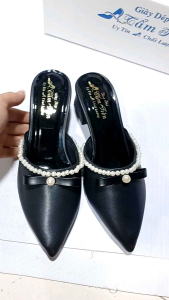 giày sục khâu châu gắn nơ cute