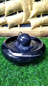 น้ำพูดำ น้ำล้น หินหมูน 5 ซม. อ่างเสริมสีดำ อ่างไซส์ 6 นิ้ว หิน 5 ซม. แถมปั่ม 1 ตัวพร้อมการใช้งาน