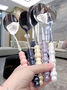 Sendok Mutiara Aesthetic Ala Korea / Pearl Cutlery Perlengkapan Makan